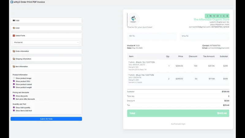 witty5 Order Print PDF Invoice