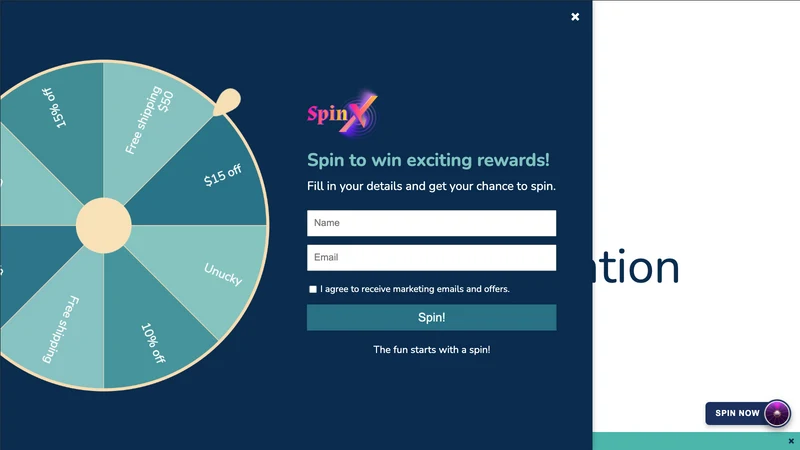 SpinX: Spin to Win Wheel Popup