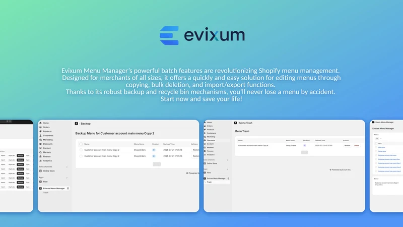Evixum Menu Manager
