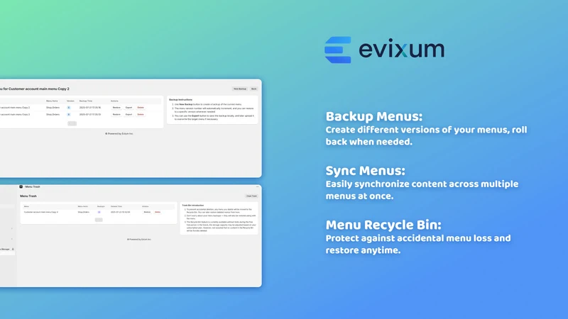 Evixum Menu Manager