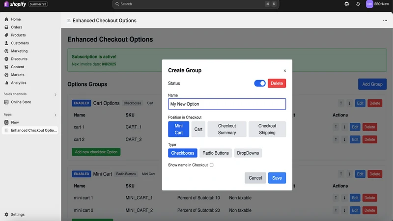 Enhanced Checkout Options