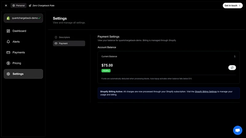 Quantum Chargeback Alerts