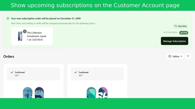 Manage Subs for Cust Acc UI