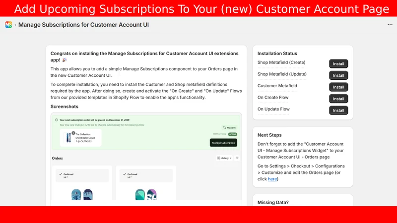 Manage Subs for Cust Acc UI