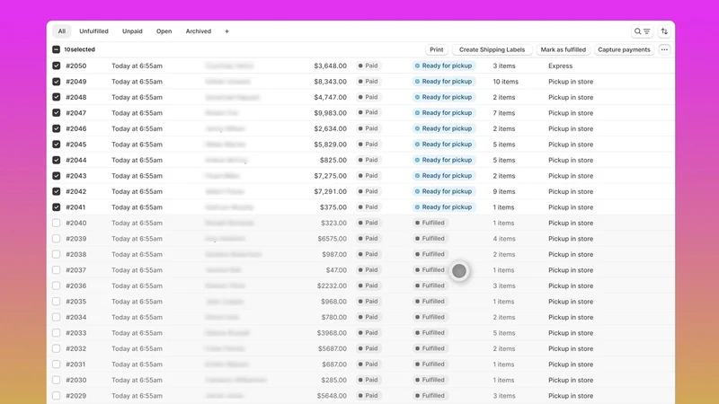 Gizmo: Bulk Pickup Manager