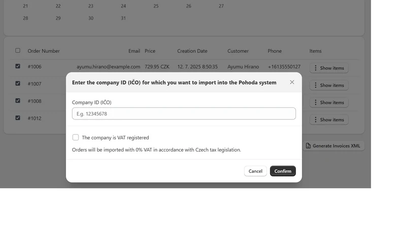 XML Exporter for Pohoda