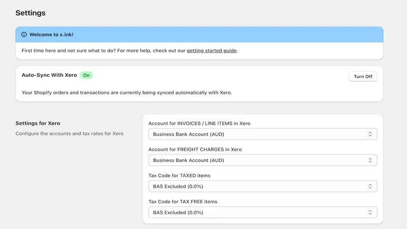 x.ink ‑ Xero Integration