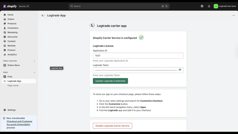 Logtrade checkout
