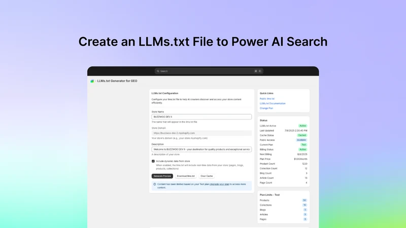 LLMs.txt Generator for GEO