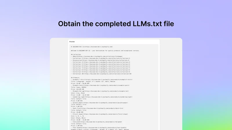 LLMs.txt Generator for GEO