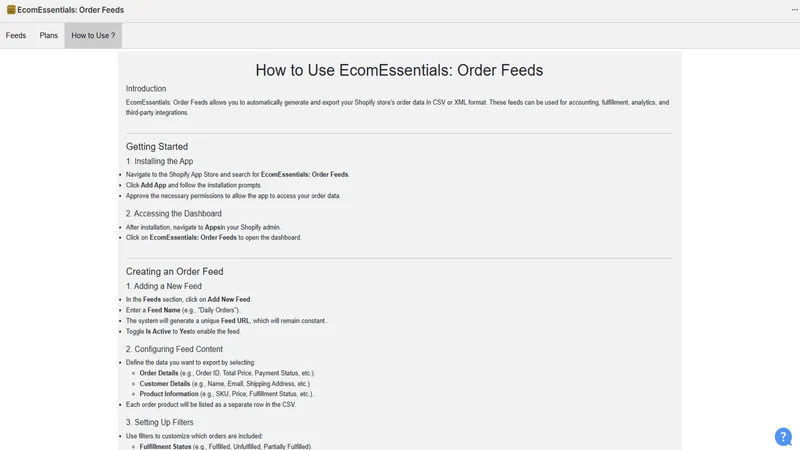 EcomEssentials: Order Feeds