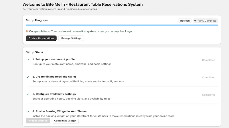 BiteMe In Restaurant Booking