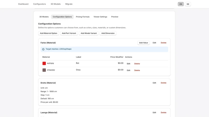 Visionz ‑ 3D Configurator
