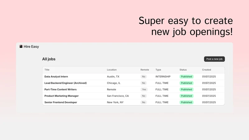 Hire Easy ‑ Careers Page