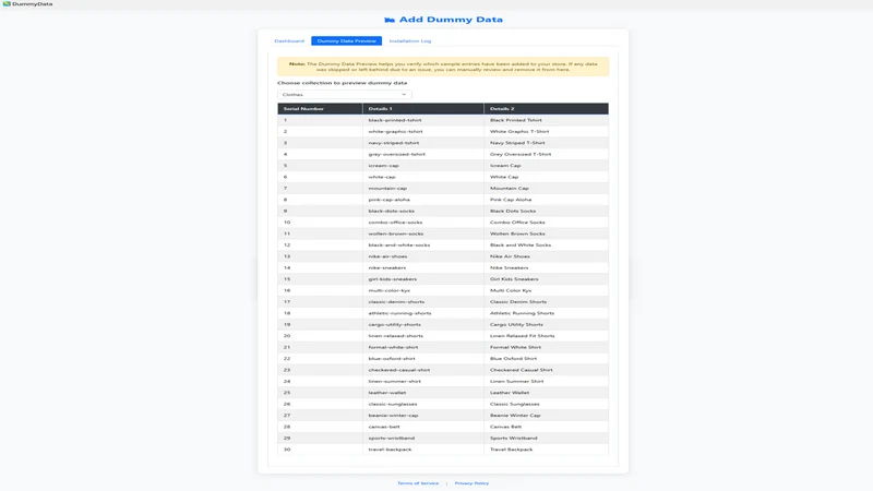 Dummy Data | Sample Data