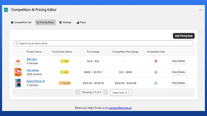 Competitor AI Pricing Editor