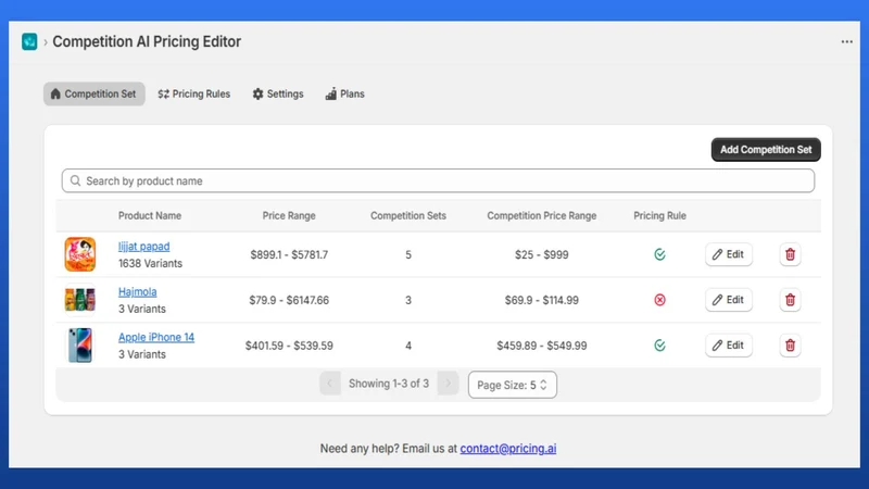 Competitor AI Pricing Editor