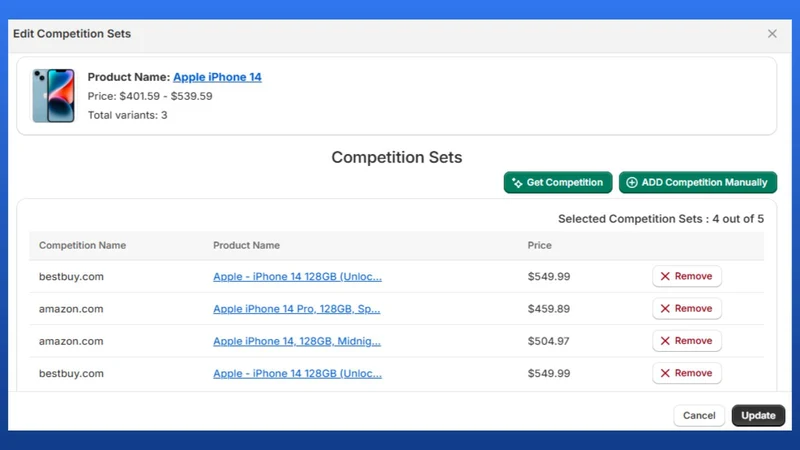 Competitor AI Pricing Editor