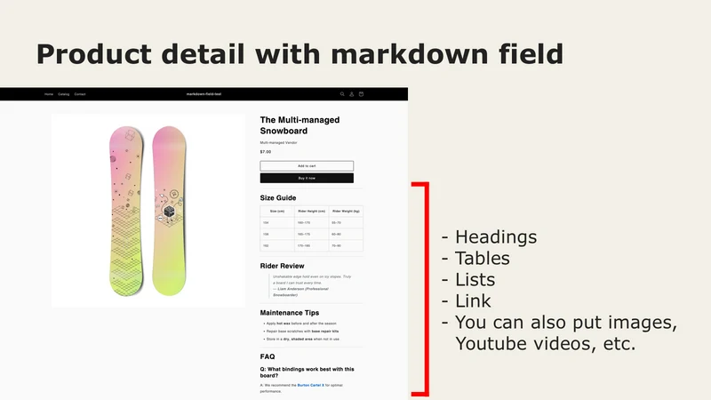 Product markdown field