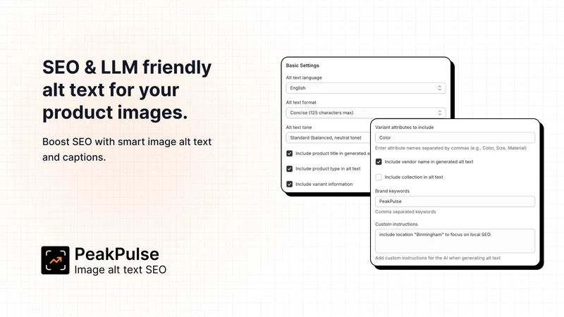 PeakPulse Image Alt Text SEO