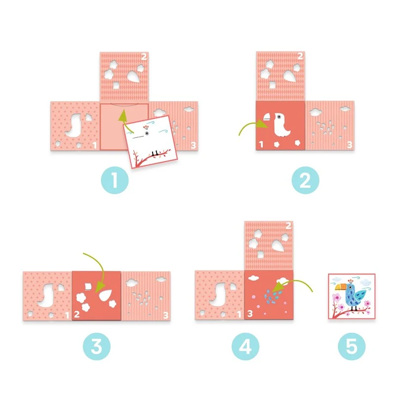 Plantilla para Colorear 3 estuches para una imagen - Djeco