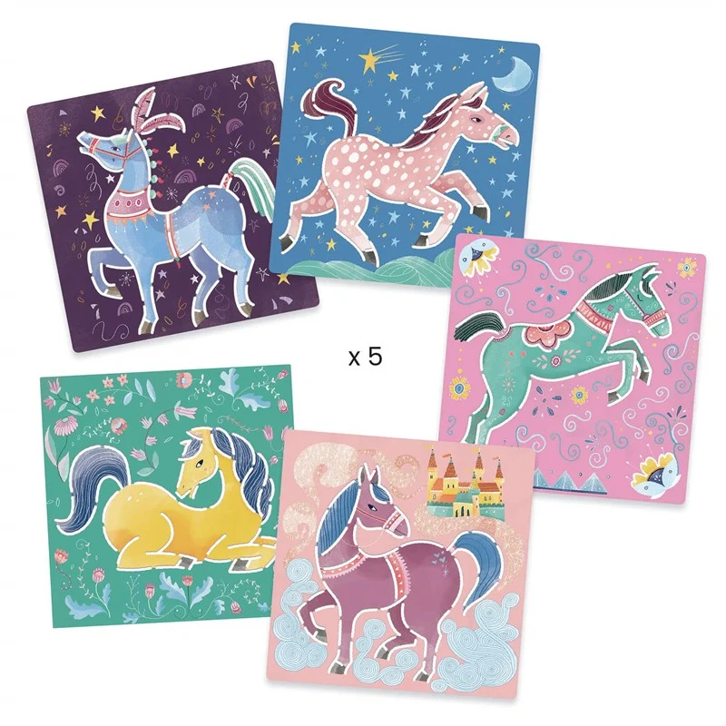 Plantillas para dibujar: Los caballos - Djeco