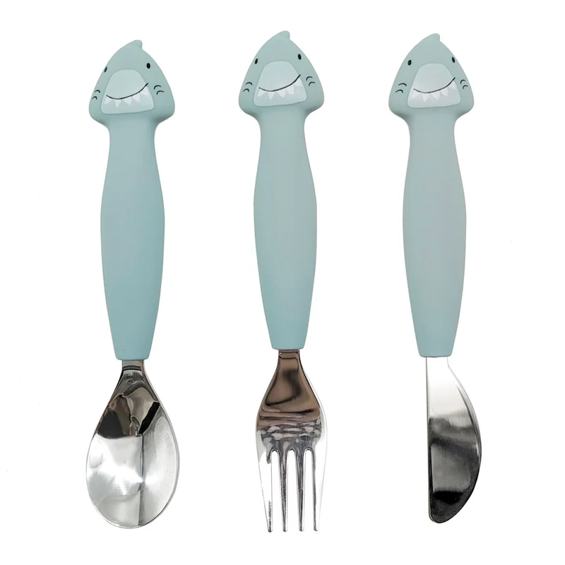 Set 3 Cubiertos Silicona Mr. Shark