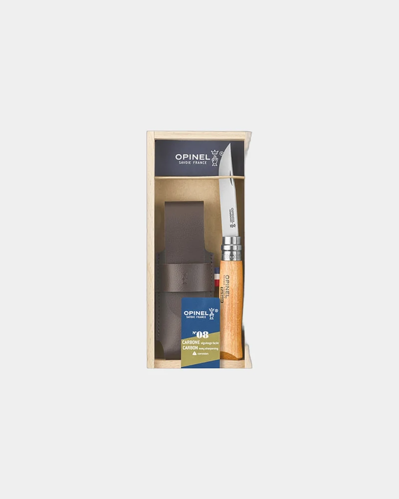 Cuchillo Opinel N°08 carbono con funda para personalizar