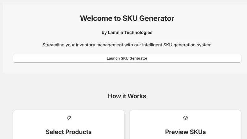 Lamnia ‑ SKU Generator
