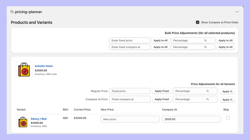Revnous Bulk Price Editing App