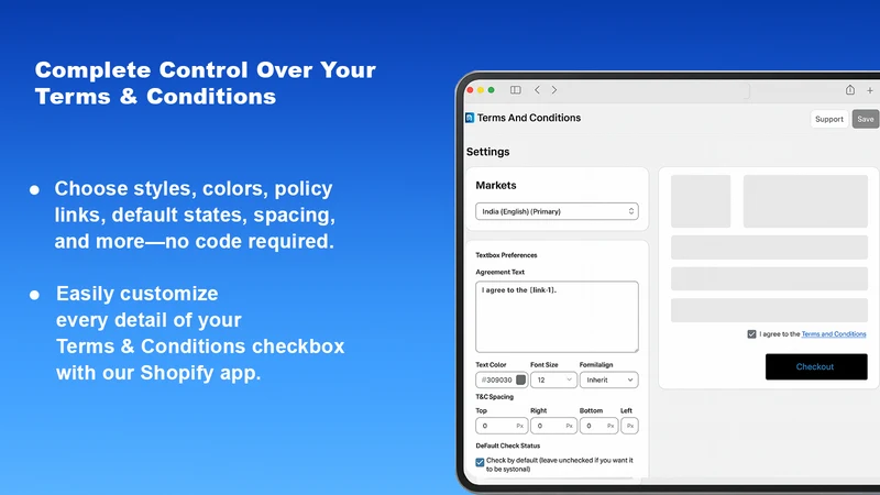 TC Term and Condition Checkbox