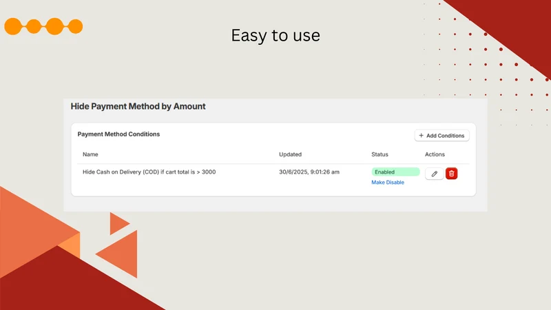 OnlyWeb Payment Method Rules