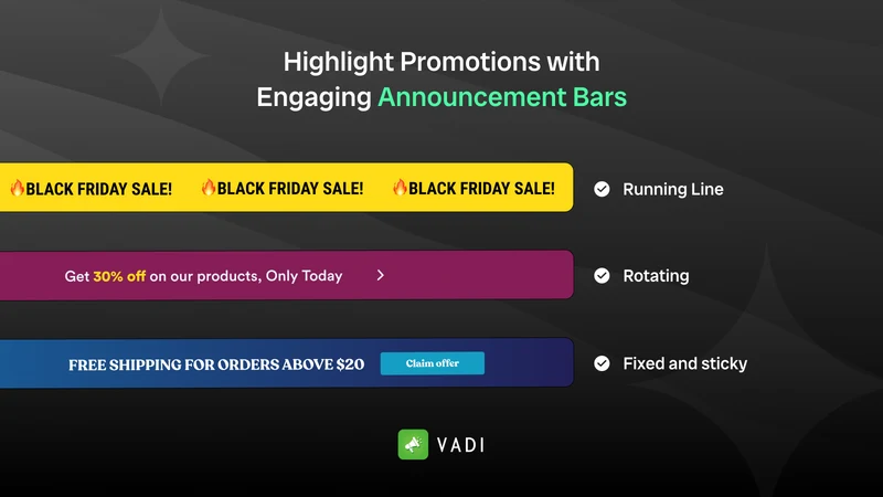 Vadi ‑ Quick Announcement Bar