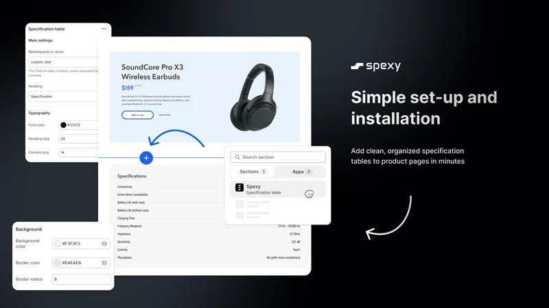 Specification Table ‑ Spexy