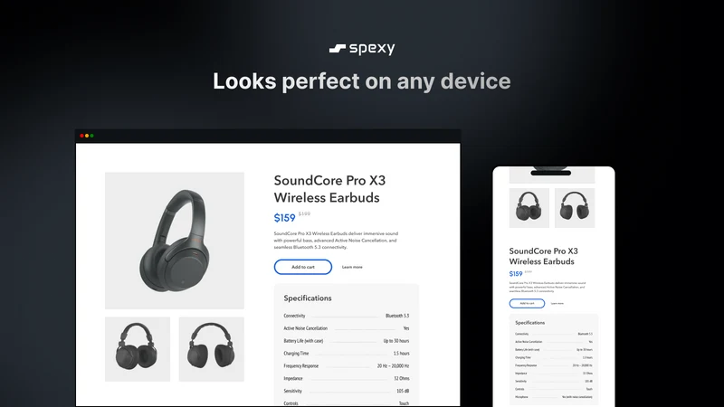 Specification Table ‑ Spexy