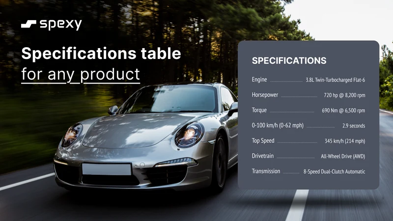 Specification Table ‑ Spexy