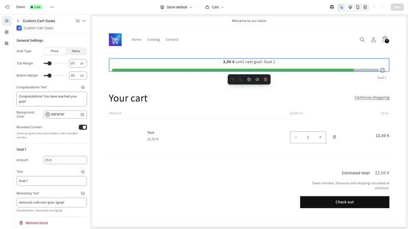 Custom Cart Goals