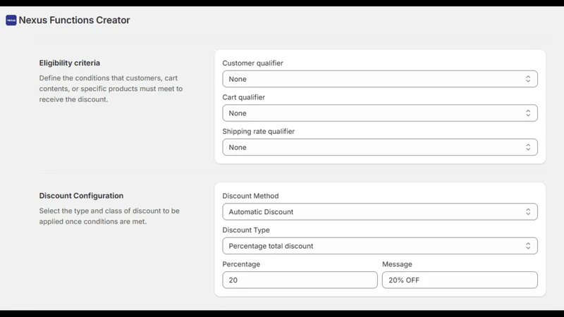 Functions Creator & Discount
