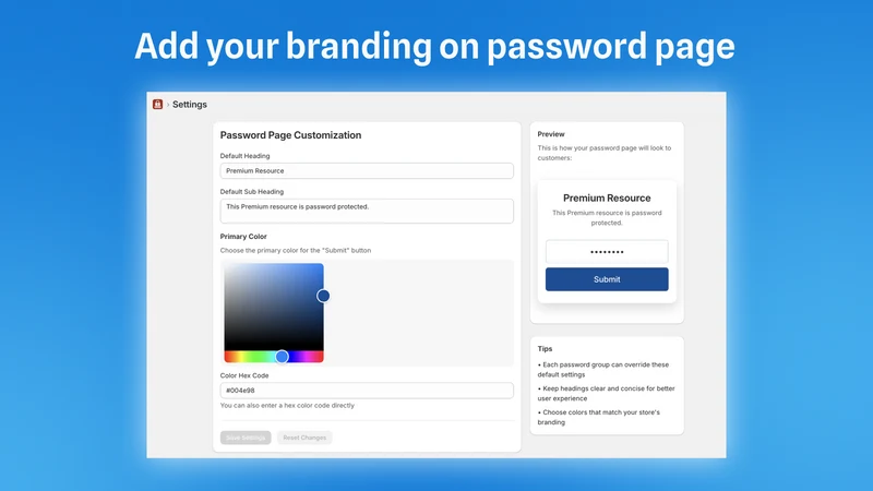 ∞ Password Page + Lock Pages