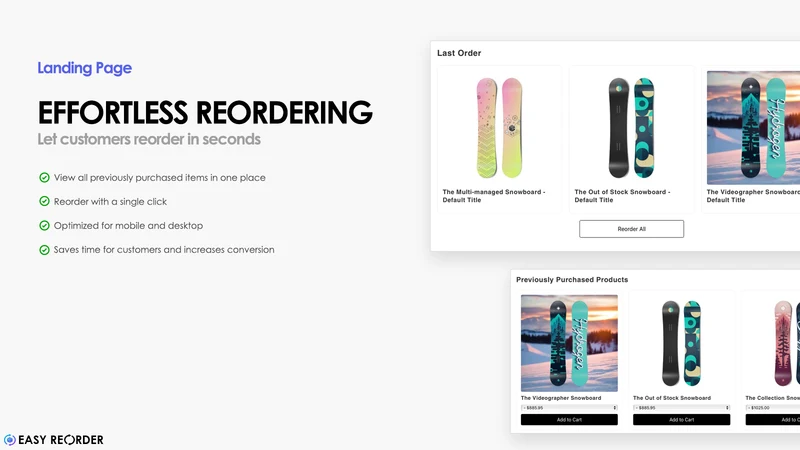 Easy Reorder ‑ Repeat Orders