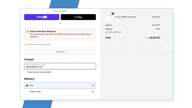Checkout Email Validator
