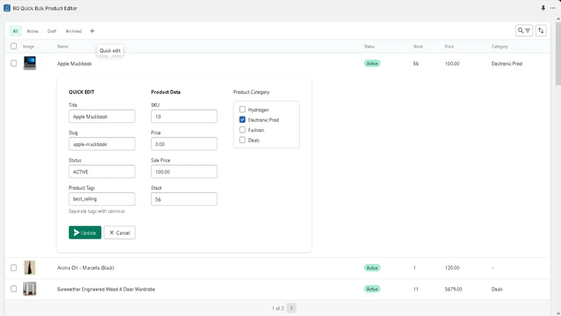 RG Quick Bulk Product Editor