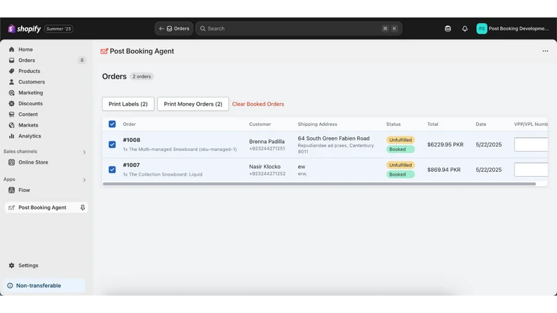 Post Booking Agent