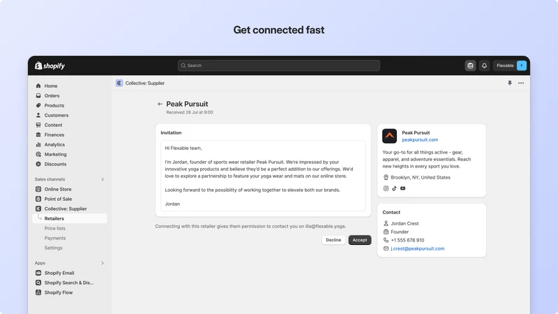 Shopify Collective: Supplier