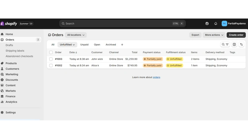 PartialPay Deposit & Split COD
