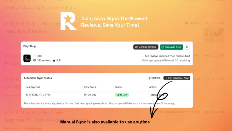 ReviewDock Etsy Reviews Syncer