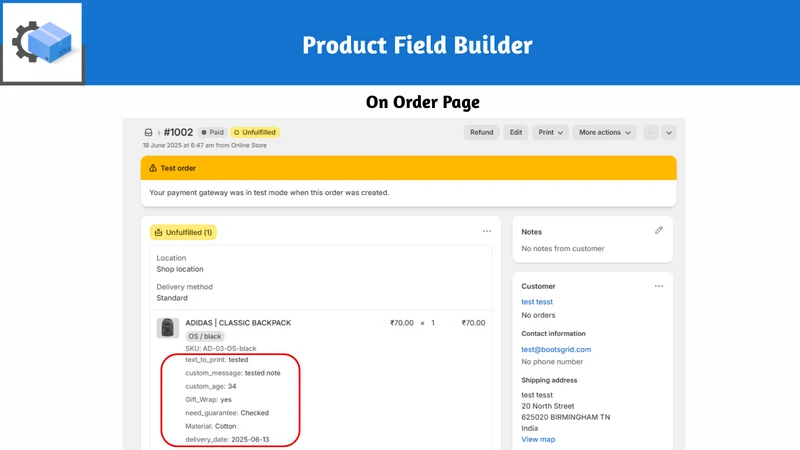 Custom Product Fields