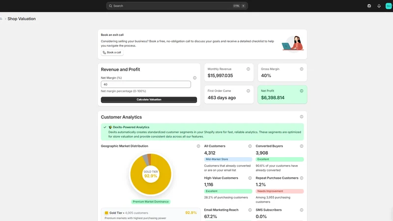 Dexits ‑ Store Valuation Tool
