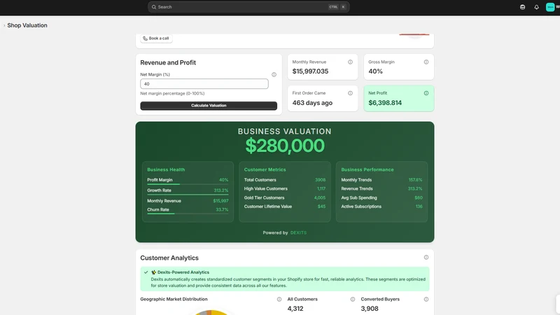 Dexits ‑ Store Valuation Tool
