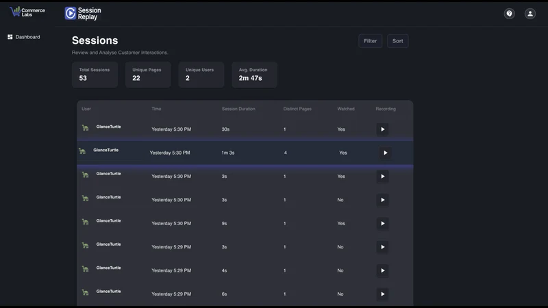 CommerceLabs: Session Replay